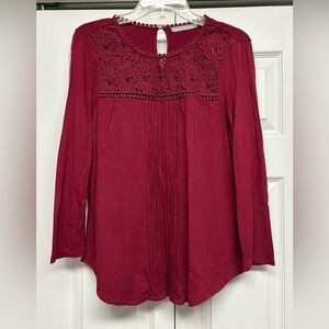 Daniel Rainn Burgundy Lace Blouse